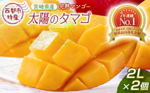 最高級ブランド『太陽のタマゴ』2L×2個【糖度15度以上】宮崎県西都市産完熟マンゴー <2-76>宮崎マンゴー 果物 フルーツ 甘い 【先行予約】