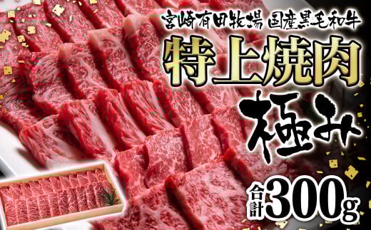 宮崎有田牧場 黒毛和牛稀少部位を含む 特上おまかせ焼肉極み300g 有田牧畜産業ブランドEMO牛 牛肉 焼肉 国産牛肉＜1.1-40＞★