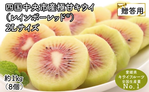 <10月下旬以降発送>【ぽぽ農園】【お歳暮・贈答用・黒箱】レインボーレッドキウイ(四国中央市産レインボーレッド)2Lサイズ 約1kg(約8個)