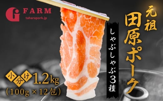 【3回 定期便】《1月から発送》国産 豚肉 食べ比べ 400g × 3 計 1.2kg しゃぶしゃぶ用 ロース 肩ロース バラ 冷凍 田原ポーク 小分け 200g ずつ 個包装 定期便