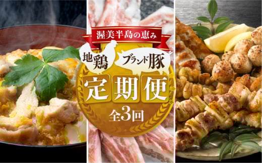 渥美半島の恵み ブランド豚・地鶏 定期便 全3回 ( 肉 地鶏 豚 ハム 名古屋コーチン 惣菜 簡単調理 焼鳥 焼き鳥 3回 3ヶ月 3ヵ月 3か月 ) 頒布会
