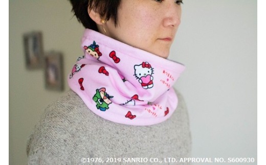 ハローキティ×あつまるくん 震災復興支援コラボ ネックウォーマー《厚真町》【一般社団法人厚真町観光協会】 ネックウォーマー 防寒 冬物 キティ キティちゃん 厚真町 北海道[AXAT001] 8000 8000円