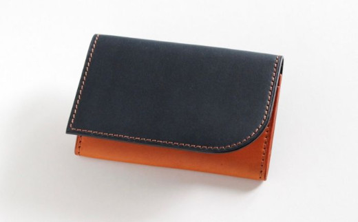 tanikoオリジナル 名刺入れ（メインカラー紺×サブカラー赤茶）《厚真町》【Taniko leather】 革 革製品 長財布 財布 名刺 名刺入れ ケース ギフト 北海道 [AXAP010]