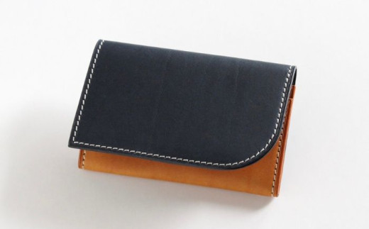 tanikoオリジナル 名刺入れ（メインカラー紺×サブカラーキャメル）《厚真町》【Taniko leather】 革 革製品 長財布 財布 名刺 名刺入れ ケース ギフト 北海道 [AXAP011]