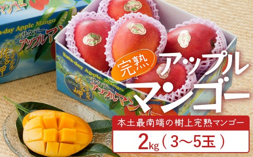【先行予約】☆本土最南端☆佐多の果樹園で育てた 完熟アップルマンゴー 2kg (3~5玉) 【2026年7月上旬以降順次発送】 ST-408 |鹿児島県 南大隅 産地直送 旬 マンゴー フルーツ 果物 くだもの アップルマンゴー 詰め合わせ セット 数量限定