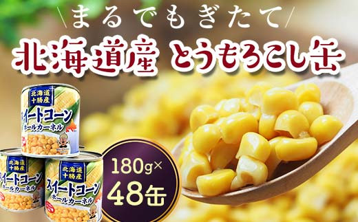 スイートコーン(缶詰) 180g×48個 とうもろこし とうきび 缶詰め 食品 北海道十勝更別村 F21P-453