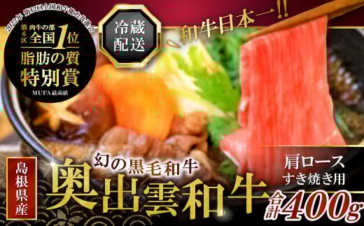 全国大会W受賞！奥出雲和牛肩ロースすき焼き肉400g 【 すき焼き 牛肉 黒毛和牛 すきやき 肩ロース 400g 霜降り 和牛 】