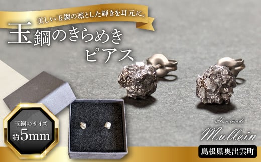 玉鋼のきらめきピアス【ピアス アクセサリー 玉鋼 プレゼント 贈り物 ギフト お祝い 贈答 たたら製鉄 一点物 チタン オシャレ】