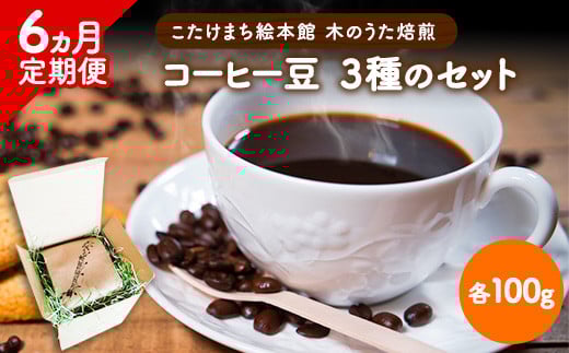 【6ヶ月定期便】コーヒー豆3種のセット 各100g(豆) 計300g 旬のおすすめ豆 エチオピア・モカ オリジナルブレンド こたけまち絵本館木のうた《お申込み月の翌月から出荷開始》