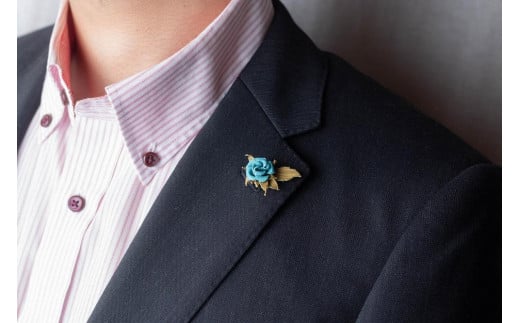 革の薔薇アクセサリー：ライトブルー