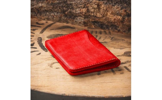 シンプルな革の名刺入れ【レッド】