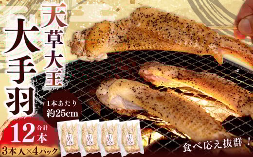 熊本 天草大王 大手羽 12本 (3本×4) 鶏肉 とり肉 鶏 お肉 肉 手羽 冷凍
