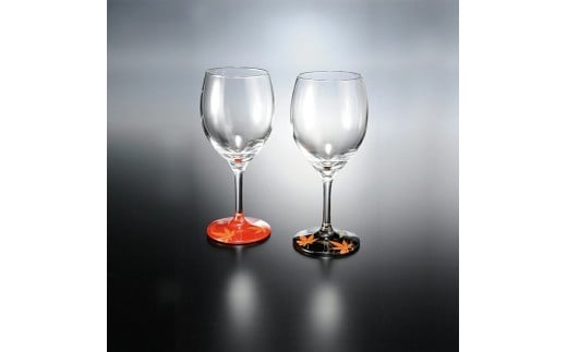 みよし漆器本舗 紀州塗り ぬりもん de Verre ワイングラス 紅葉 ペアセット 赤 黒 300ml
