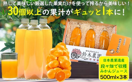 みかんジュース『和歌山のみかんジュース』500ml×3本 みかん ジュース ミカンジュース みかんじゅーす 温州みかんジュース 和歌山みかんジュース オレンジジュース 蜜柑 mikan