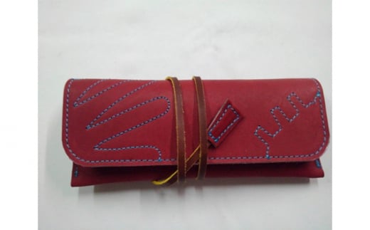 No.091 グローブの革製 マルチペンケースWNS / 筆箱 手作り レザー 大阪府