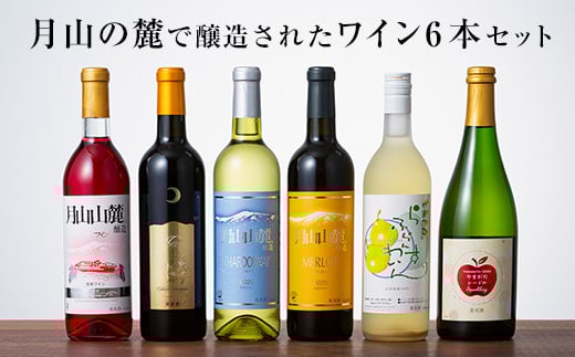 FYN6-247 月山山麓ワイン 飲み比べ6本セット(赤・白・ロゼ・スパークリング)ミディアムボディ ライドボディ 山形県 西川町