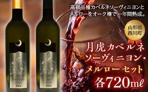 FYN6-241 【数量限定】月山山麓ワイン「月虎」カベルネソーヴィニヨン&メルローセット赤(720ml×2) ミディアムボディ 辛口 赤ワイン 山形県 西川町