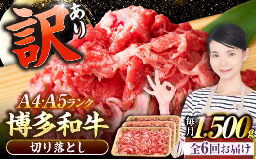 【全6回定期便】【訳あり】【A4〜A5ランク】博多和牛 切り落とし 1.5kg（500g×3個）《豊前市》【株式会社木村食品】国産 黒毛和牛 牛丼 肉じゃが [VDZ050]