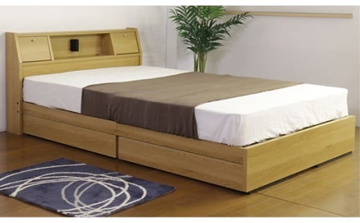 【組立サービス付】K333 シングルサイズベッド 国産ボンネルコイルマットレス(10816B)付(ナチュラル)(1271)