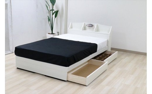 【組立サービス付】K321 シングルサイズベッド 国産ボンネルコイルマットレス(10816B)付(ホワイト)(1313)