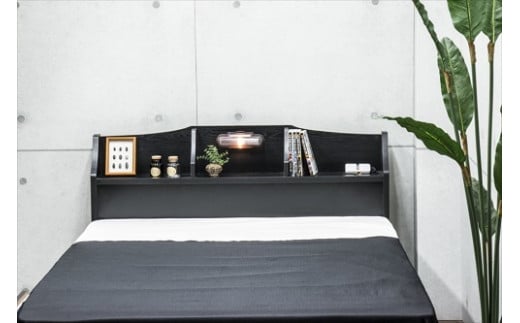 【組立サービス付】K321 ダブルサイズベッド 国産ポケットコイルマットレス(108618)付(ブラック)(1331)