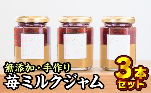 無添加 手作り苺ミルクジャム 160g × 3本セット 保存料 着色料 不使用 苺 いちご イチゴ ミルク 牛乳 パン こだわり ジャム ギフト 贈り物 手造り 手作り 季節 旬 瓶 日用品 三重県 尾鷲市 KA-9