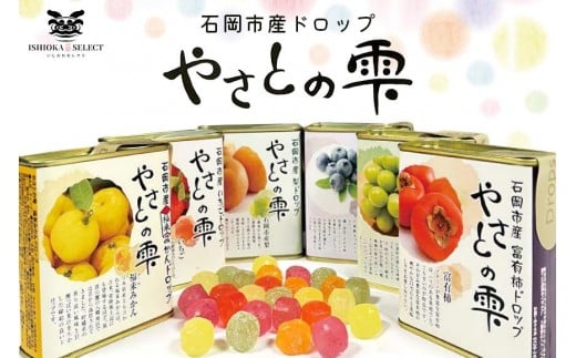 やさとの雫 ドロップ 85g×4個 柿 ブルーベリー いちご 福来みかん 梨 マスカット 選べる 飴 お茶請け お菓子 お茶うけ 常温保存 ギフト プレゼント 贈答用 贈答品 茨城県 石岡市 (F02-001)