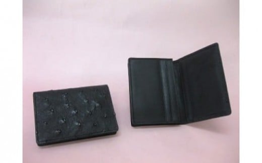 オーストリッチ名刺入れ (黒) 高級皮革 丈夫 柔らか 上質 風合い 本革 名刺入れ オーストリッチ 高級品 牛革 内側加工 シンプルデザイン ビジネス オーストリッチレザー 使用 オーストリッチ ダチョウ ダチョウ革 ギフト プレゼント 茨城県 石岡市 (C05-015)