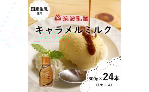 【大容量】 キャラメルミルク 300g × 24本 キャラメルソース 国産加糖練乳 練乳 アイス パン スイーツ 朝食 お菓子 トースト 贅沢な味わい 乳業メーカー 筑波乳業 香料・着色料不使用 茨城県 石岡市 (E18-001)