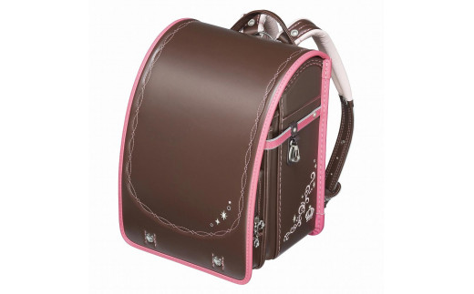 【ブラウン×ホットピンク】フィットちゃんランドセル　リトルスタープリンセス安ピカッ楽ッション