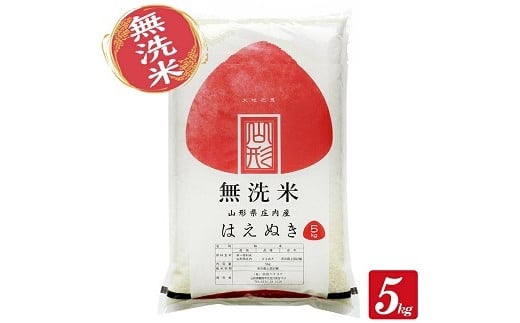 1254R07M11b 無洗米 庄内産はえぬき5kg(令和7年産米)11月中旬