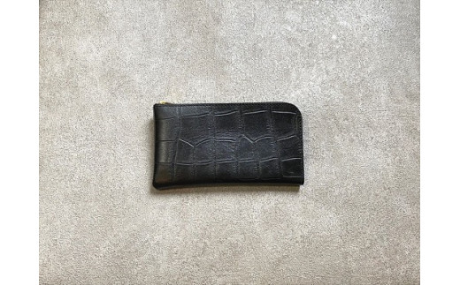 E-33 SHOZOウォレット（財布）【牛革（ラックスクロコ）】ブラック 　 ※「アジア・パシフィック・レザー・フェア２０１９」革小物部門グランプリ受賞