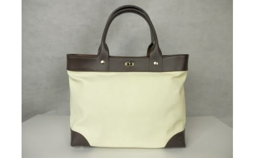 I-11　本革トートバッグ　オフホワイト／ブラウン