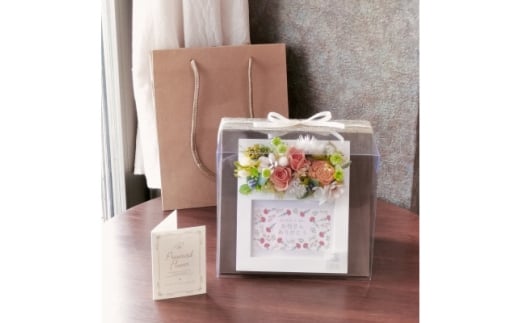 2026年母の日ギフト!早めに選んで安心♪　プリザーブドローズ　フォトフレーム(オレンジ)【1672606】