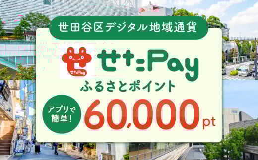 世田谷区 地域限定通貨「せたがやPay」 ふるさとポイント60,000pt（1pt＝1円）60,000円分 せたぺい デジタル地域通貨 電子決済 キャッシュレス 飲食 宿泊 体験 電子通貨 東京都 世田谷