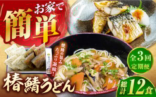【全3回定期便】 椿鯖うどん （具だくさん 五島うどん） 4人前 【大河内商店】 [PAQ009]