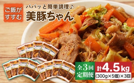 【3回定期便】美豚ちゃん300g×5個 五島市/長崎フードサービス[PEL004] 簡単 調理 豚肉 豚 レトルト パック 小分け 国産 焼肉 加工 肉
