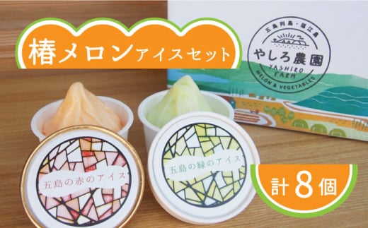 やしろ農園の椿メロンアイス2色入り8個セット 五島市/いきいきファーム [PCY002] メロン アイス アイスクリーム フルーツ 果物 くだもの 食べ比べ 数量限定 限定 五島 長崎 五島列島