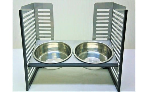 ペット食器台　M（中）シルバー　フードボール　2皿　犬　猫　ペット用品　4色展開