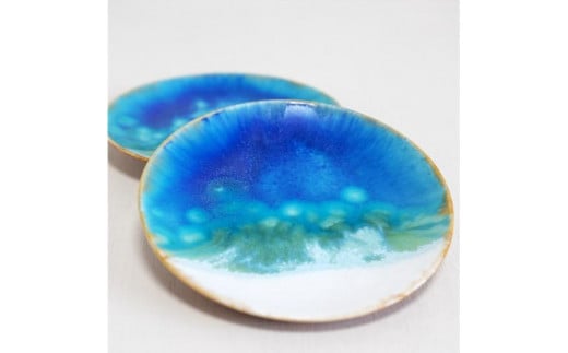 沖縄ラグーン柄 ５寸皿２枚セット｜沖縄　那覇市　雑貨 日用品 食器 グラス 皿 海風  食卓 インテリア プレゼント