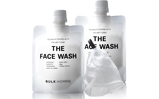 019-005　【BULK HOMME　バルクオム】THE FACE WASH ×2セット＋ネットセット（THE FACEWASH×2、THE BUBBLE NET） 洗顔料 2個セット 泡⽴てネット付き
