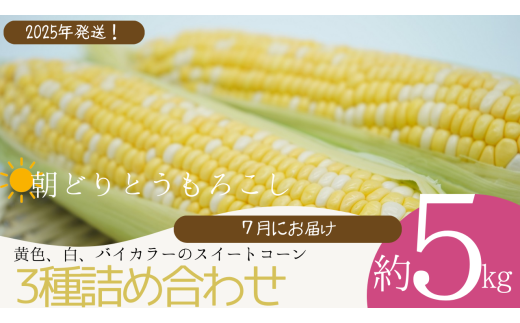 010-066 【2025年7月発送】朝どりとうもろこし3種の詰め合わせ約5kg(江戸川極み野菜)