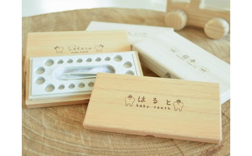 013-014　桐箱乳歯ケース　防湿・防虫・防臭の仕切り＆ピンセット付き