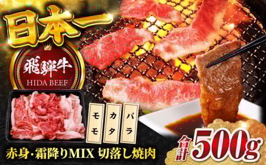 【飛騨牛】赤身・霜降りMIX 切落し焼肉(モモ・カタ・バラ)500g 焼肉丼 カルビ ロース 岐阜市/丸福商店 [ANBO024]