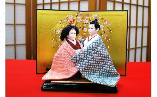 むすびな（小）正絹鹿の子絞り・桃［森田人形製作］ひな人形　雛人形 No.246