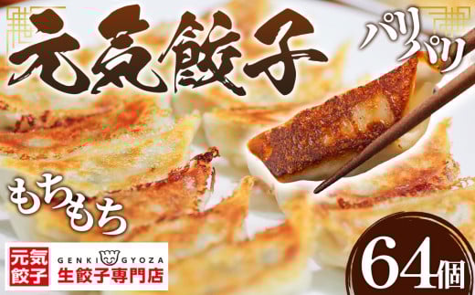 げんき餃子64個セット 冷凍生餃子 ギョーザ専門店 中華総菜 点心もちもち パリパリ No.011