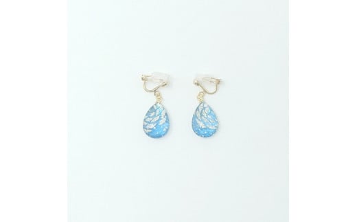 IKAZAKI WASHI JEWERLY しずくイヤリング「ブルー」花柄