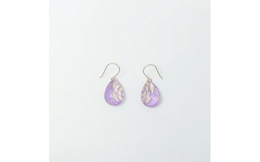 IKAZAKI WASHI JEWERLY しずくピアス「パープル」花柄