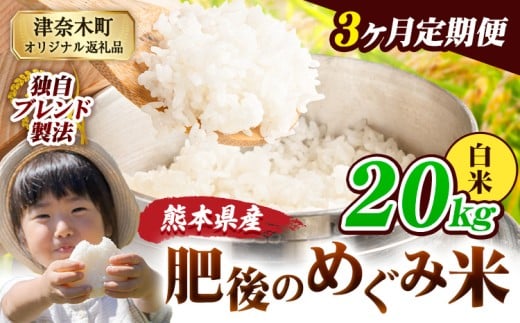 【3ヶ月定期便】白米 熊本県産 ブレンド米 肥後のめぐみ米 20kg 熊本県産 ふるさと納税 精米 米 こめ ふるさとのうぜい コメ お米 おこめ《11月から出荷開始》