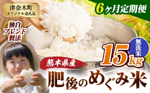 【6ヶ月定期便】無洗米 熊本県産 ブレンド米 肥後のめぐみ米 15kg 熊本県産 ふるさと納税 精米 米 こめ ふるさとのうぜい コメ お米 おこめ《11月から出荷開始》